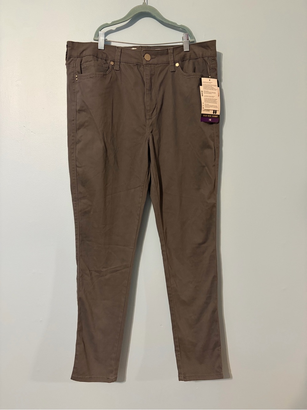 Seven7 Women's Gray High Rise Stretch Casual Pants